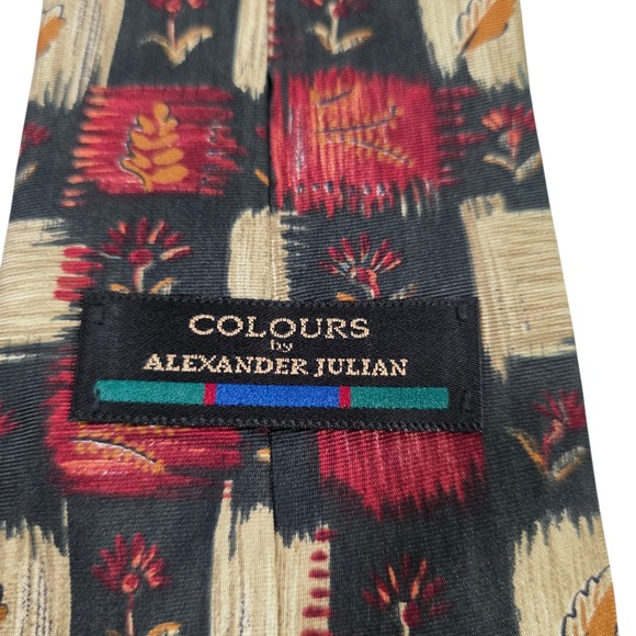 Colours By Alexander Julian Mens Necktie Multicolor Floral Silk Woven Business - Picture 5 of 11